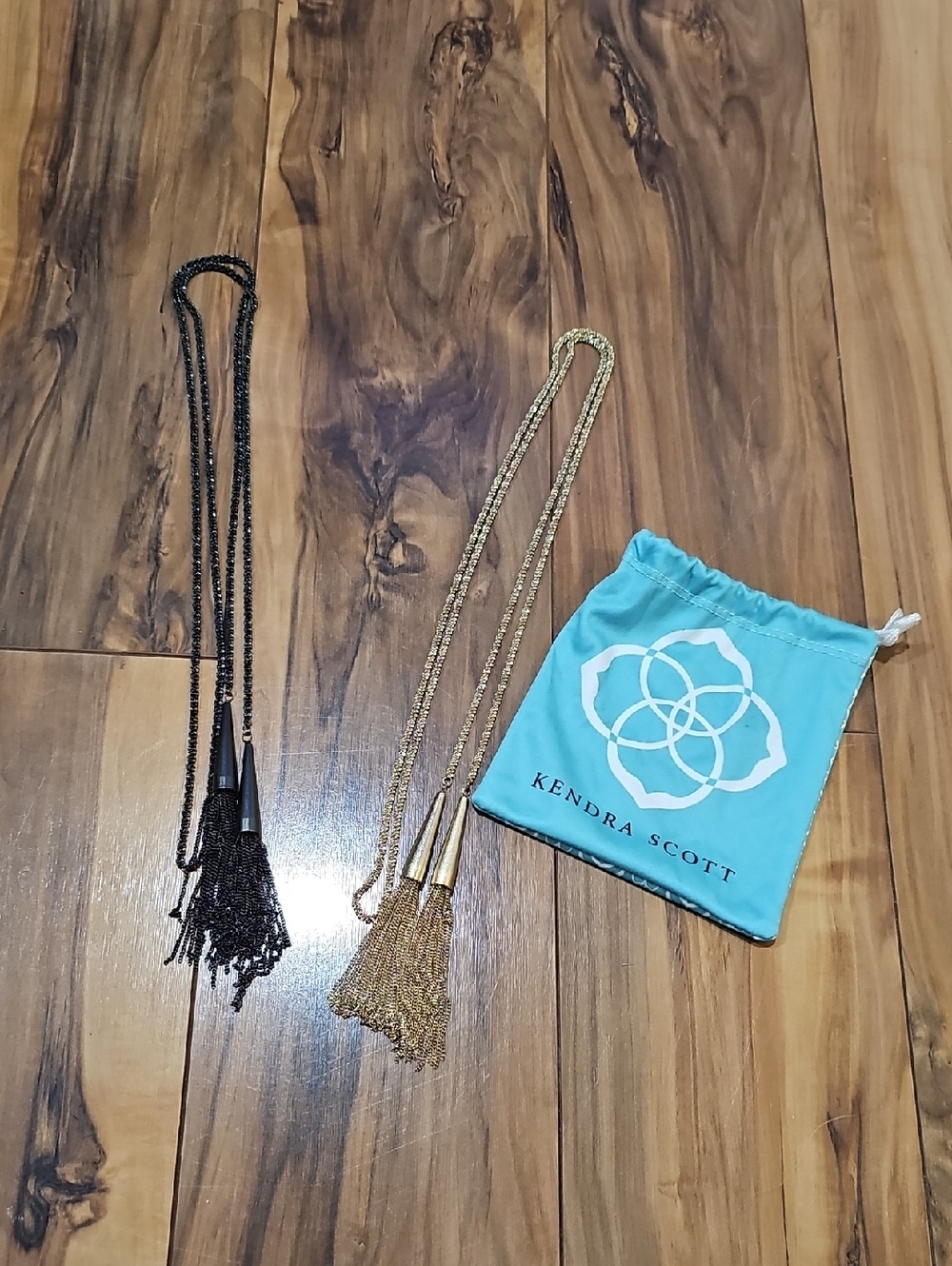 Kendra Scott Double Tassel Necklace 2 Piece Set in Gold and Black